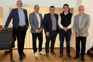 De gauche à droite : Christian Lalain (conseiller), Moïse Tramaux (vice-président), Charles-Henri Thurre (président), Christian Abbet (candidat au poste de juge), Jean-Daniel Candaux (vice-juge)